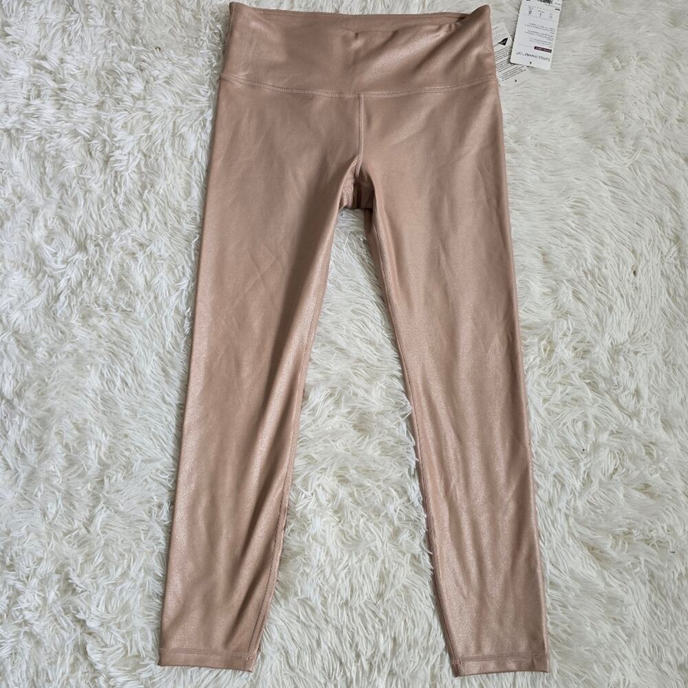 Athleta Elation‎ Beige High Waisted Shimmer Leggings Size MP NWT